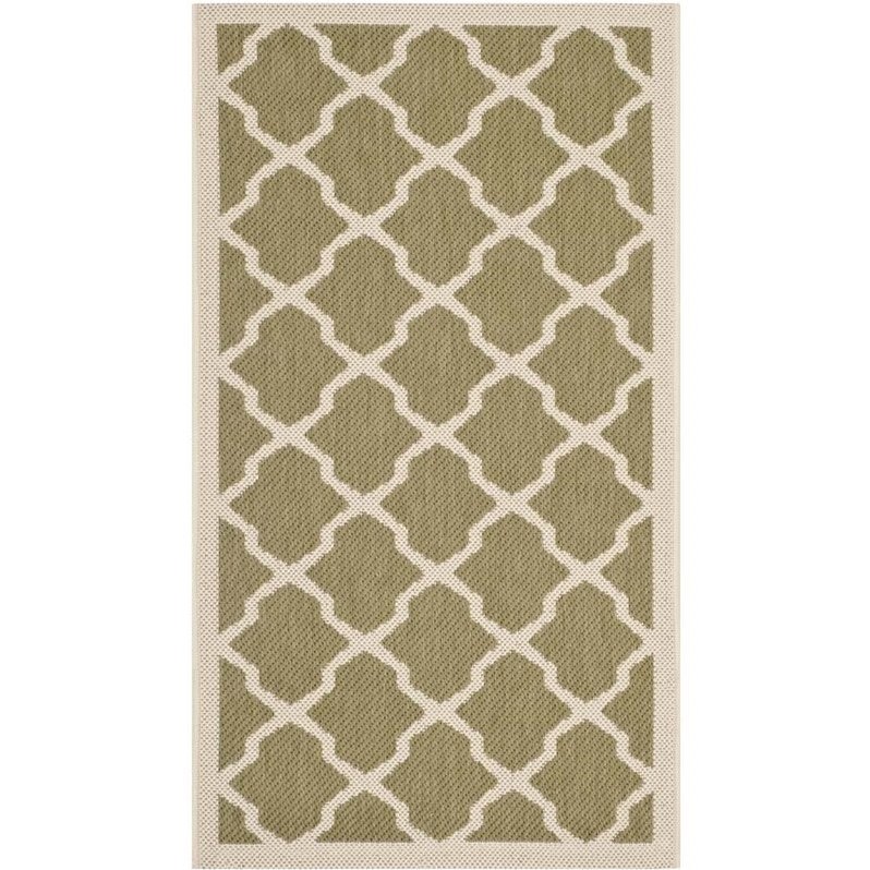 Pemberly Row Polypropylene Green Indoor Outdoor Rug - 2' x 3'7