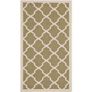 Pemberly Row Polypropylene Green Indoor Outdoor Rug - 2' x 3'7&quot