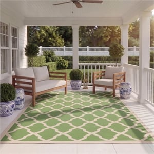 Pemberly Row Polypropylene Green Indoor Outdoor Rug - 8' x 11'
