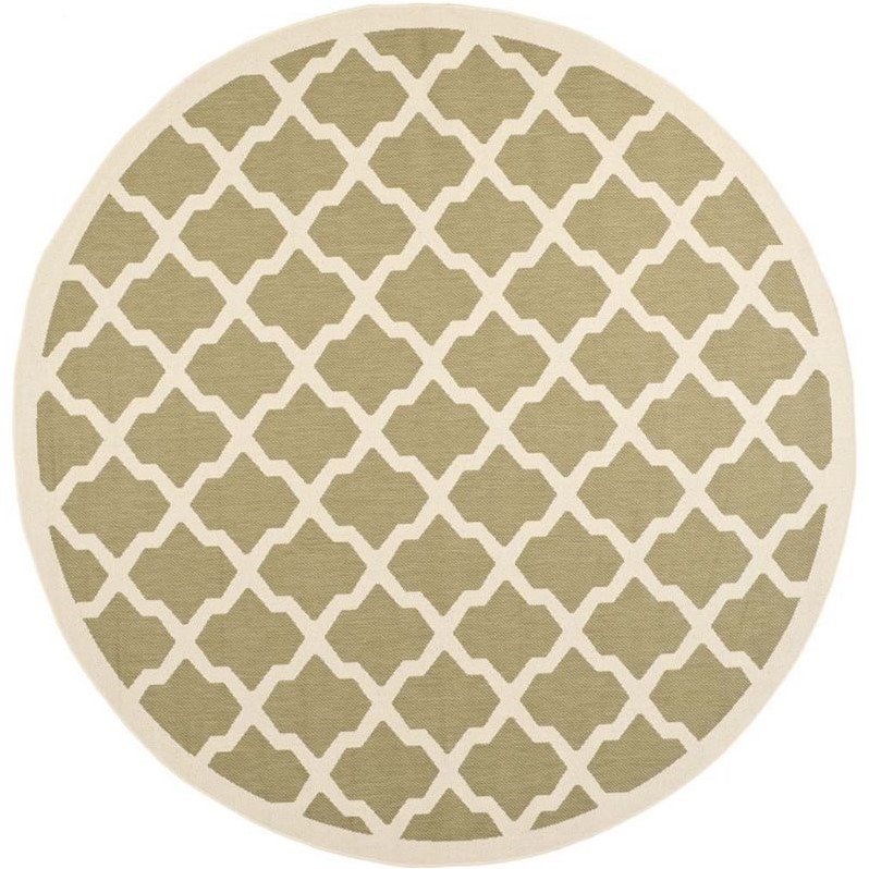 Pemberly Row Polypropylene Green Indoor Outdoor Rug - Round 7'10