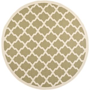 Pemberly Row Polypropylene Green Indoor Outdoor Rug - Round 7'10&quot