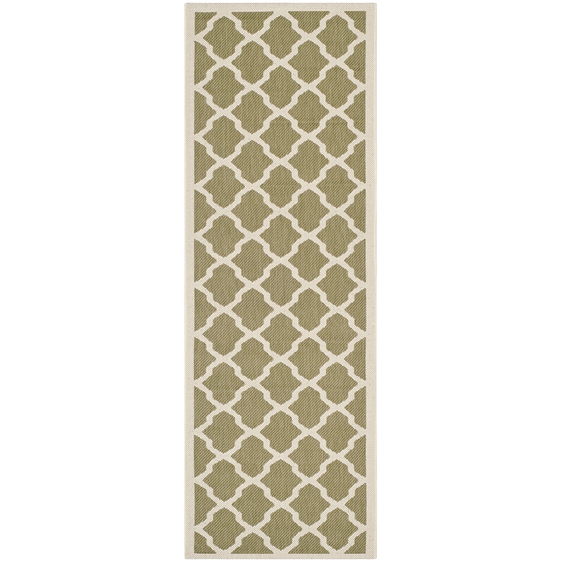 Pemberly Row Polypropylene Green Indoor Outdoor Rug - Runner 2'3