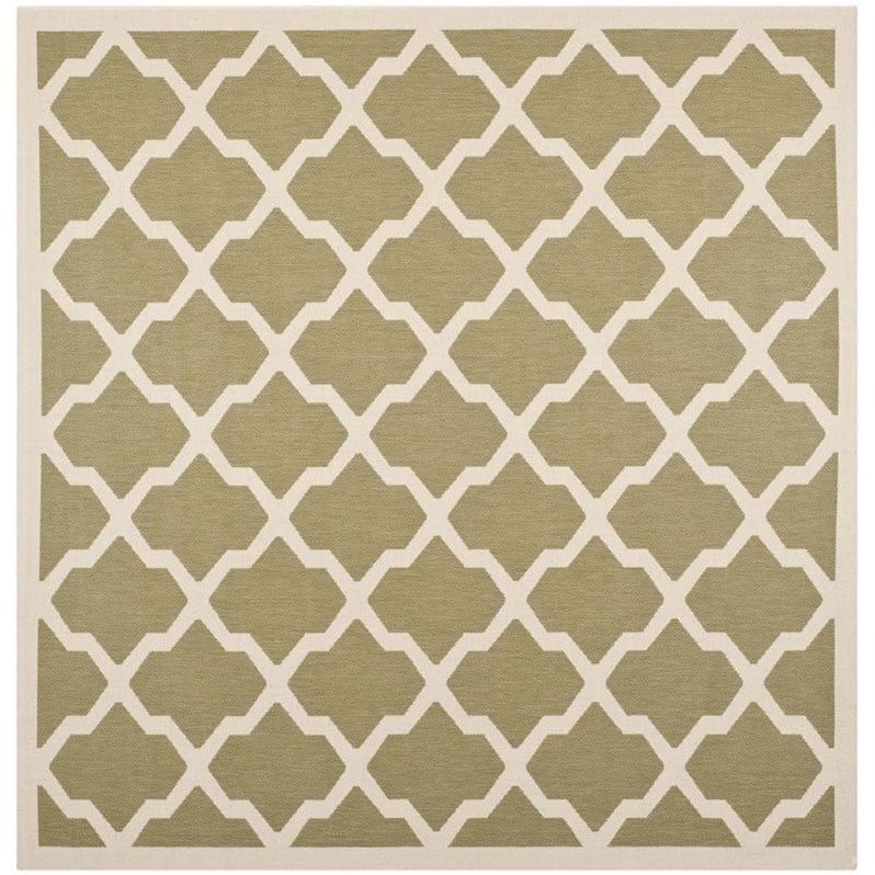 Pemberly Row Polypropylene Green Indoor Outdoor Rug - Square 7'10