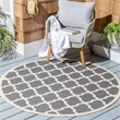 Pemberly Row Polypropylene Anthracite Indoor Outdoor Rug - Round 4'