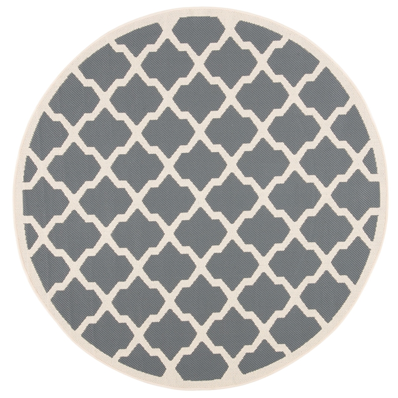 Pemberly Row Polypropylene Anthracite Indoor Outdoor Rug - Round 5'3