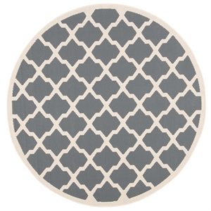 Pemberly Row Polypropylene Anthracite Indoor Outdoor Rug - Round 5'3&quot