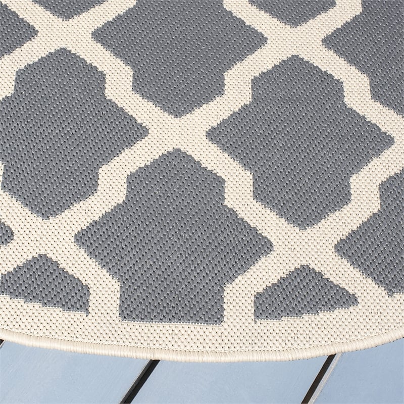 Pemberly Row Polypropylene Anthracite Indoor Outdoor Rug - Round 6'7