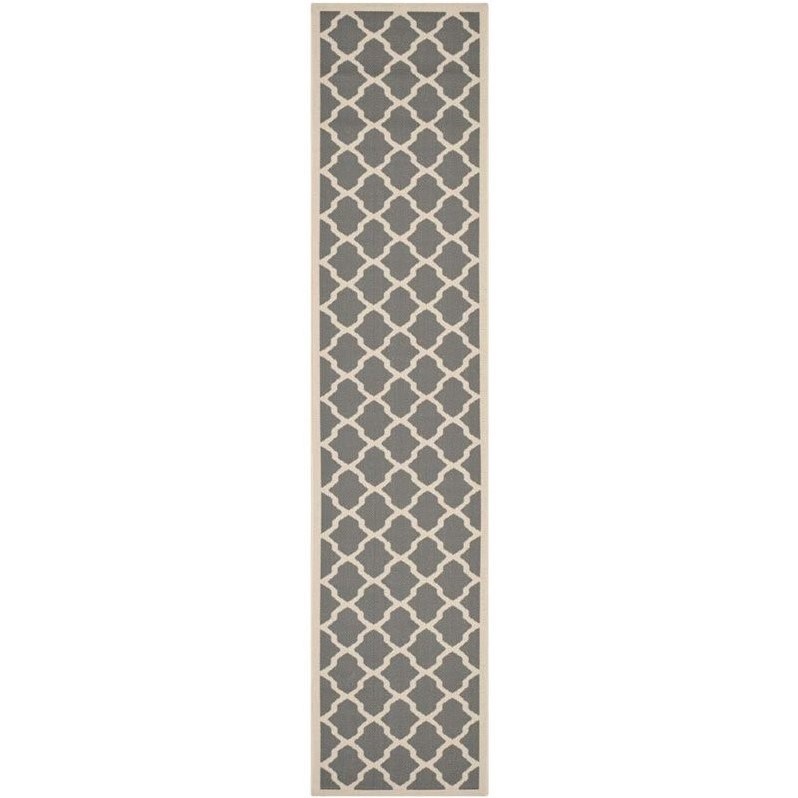 Pemberly Row Polypropylene Anthracite Indoor Outdoor Rug - Runner 2'3