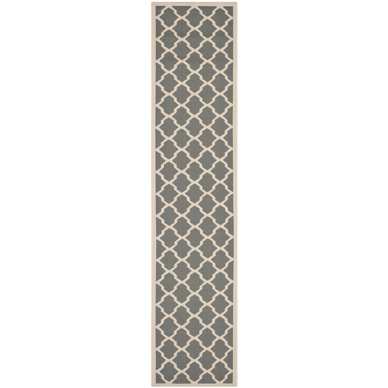 Pemberly Row Polypropylene Anthracite Indoor Outdoor Rug - Runner 2'3