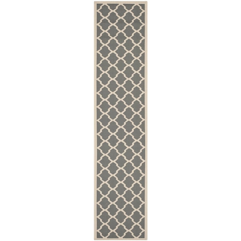 Pemberly Row Polypropylene Anthracite Indoor Outdoor Rug - Runner 2'3