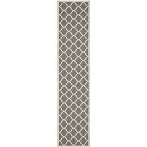 Pemberly Row Polypropylene Anthracite Indoor Outdoor Rug - Runner 2'3&quot x 14'