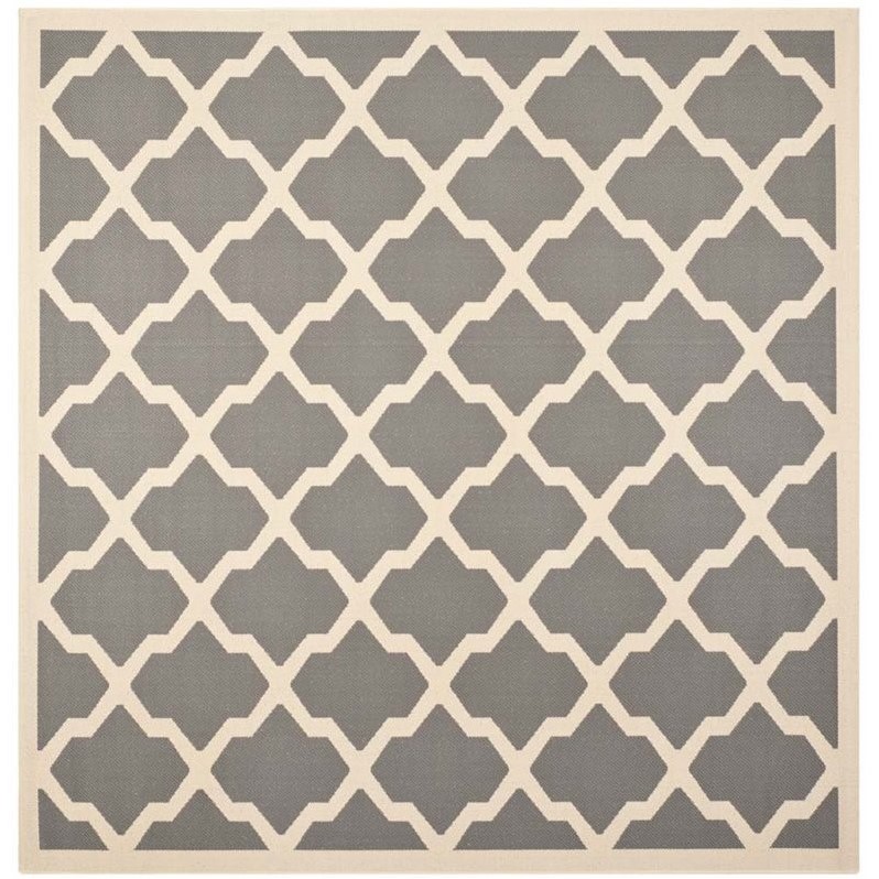 Pemberly Row Polypropylene Anthracite Indoor Outdoor Rug - Square 4'
