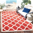 Pemberly Row Polypropylene Red Indoor Outdoor Rug - 6'7