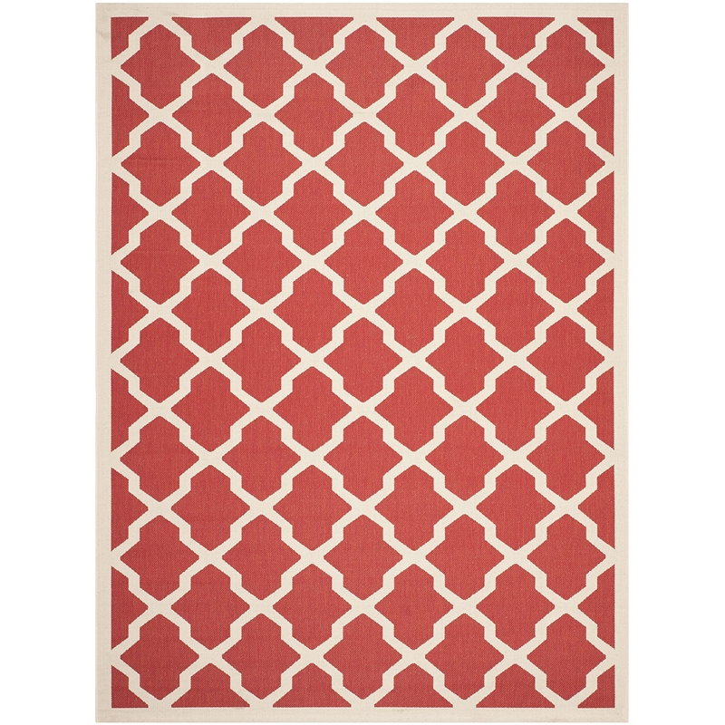 Pemberly Row Polypropylene Red Indoor Outdoor Rug - 8' x 11'