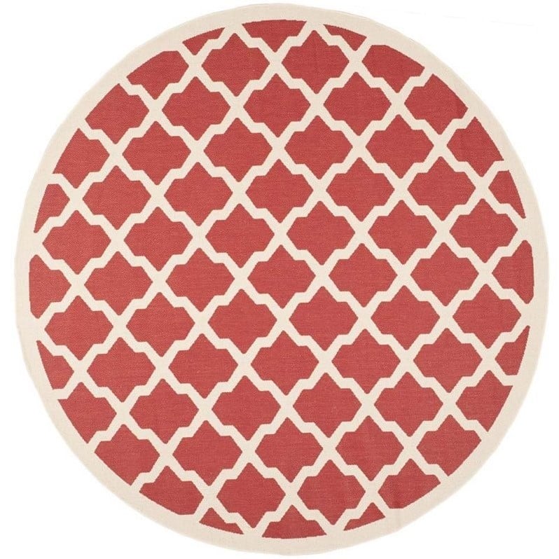 Pemberly Row Polypropylene Red Indoor Outdoor Rug - Round 7'10