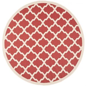 Pemberly Row Polypropylene Red Indoor Outdoor Rug - Round 7'10&quot