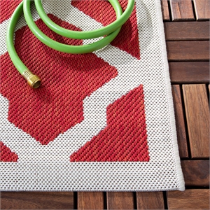 Pemberly Row Polypropylene Red Indoor Outdoor Rug - Runner 2'3&quot x 6'7&quot