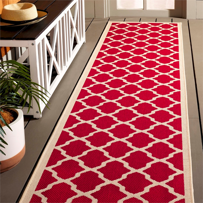 Pemberly Row Polypropylene Red Indoor Outdoor Rug - Runner 2'3
