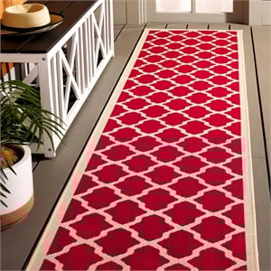 Pemberly Row Polypropylene Red Indoor Outdoor Rug - Runner 2'3&quot x 10'