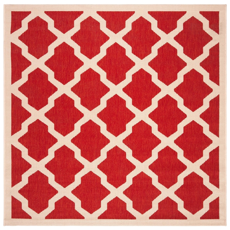 Pemberly Row Polypropylene Red Indoor Outdoor Rug - Square 4'