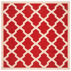 Pemberly Row Polypropylene Red Indoor Outdoor Rug - Square 4'