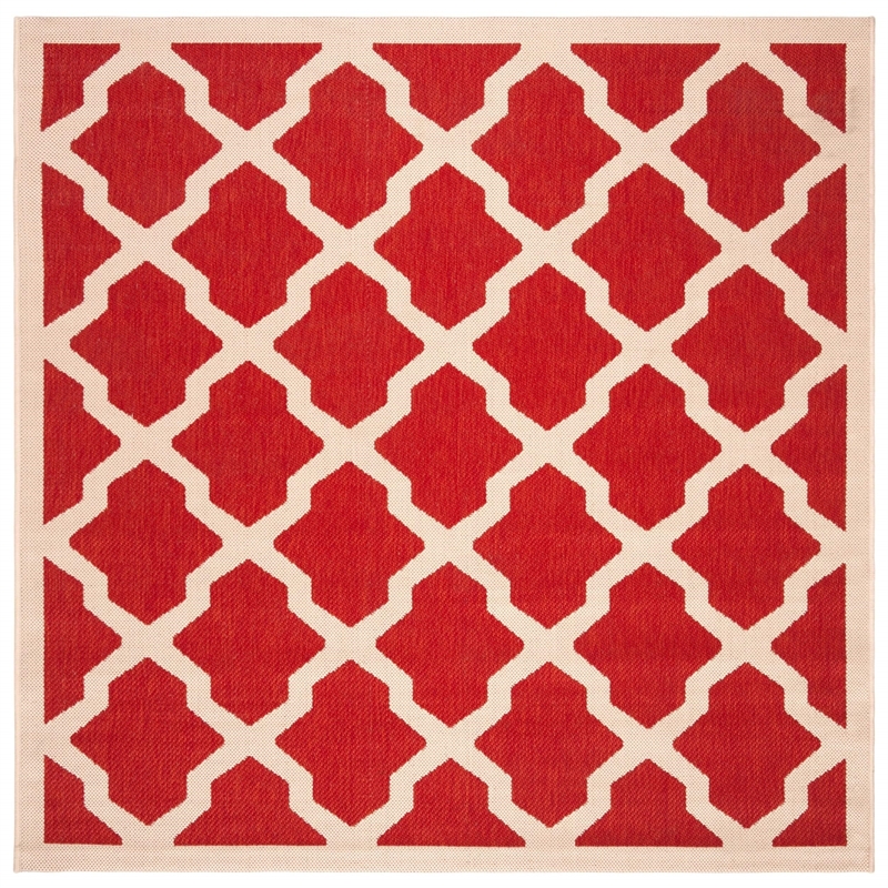 Pemberly Row Polypropylene Red Indoor Outdoor Rug - Square 4'