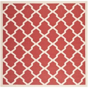 Pemberly Row Polypropylene Red Indoor Outdoor Rug - Square 5'3&quot