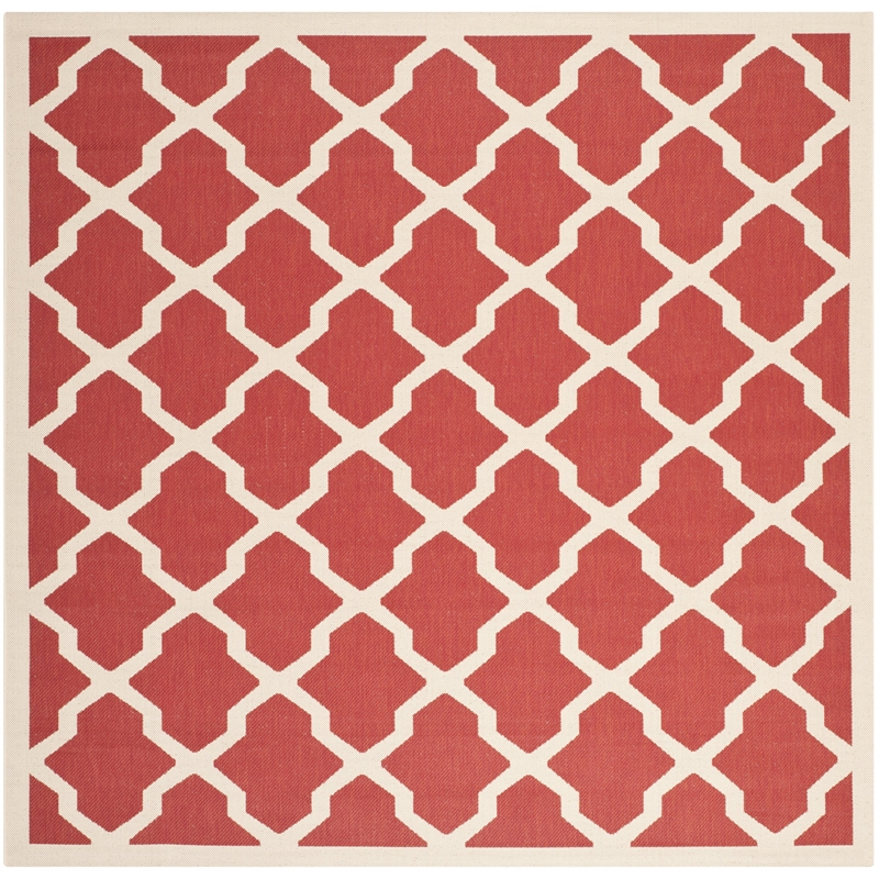 Pemberly Row Polypropylene Red Indoor Outdoor Rug - Square 7'10