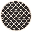 Pemberly Row Polypropylene Black Indoor Outdoor Rug - Round 4'