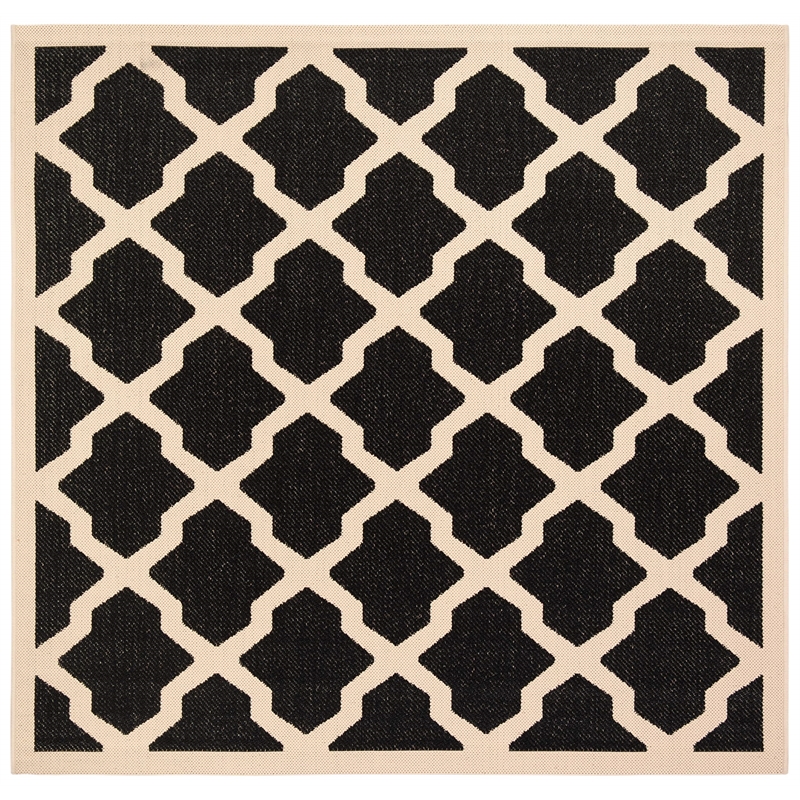 Pemberly Row Polypropylene Black Indoor Outdoor Rug - Square 4'