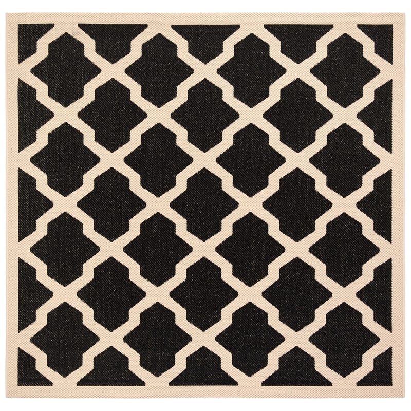 Pemberly Row Polypropylene Black Indoor Outdoor Rug - Square 5'3