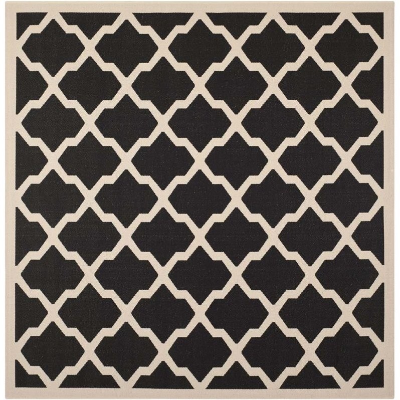 Pemberly Row Polypropylene Black Indoor Outdoor Rug - Square 7'10