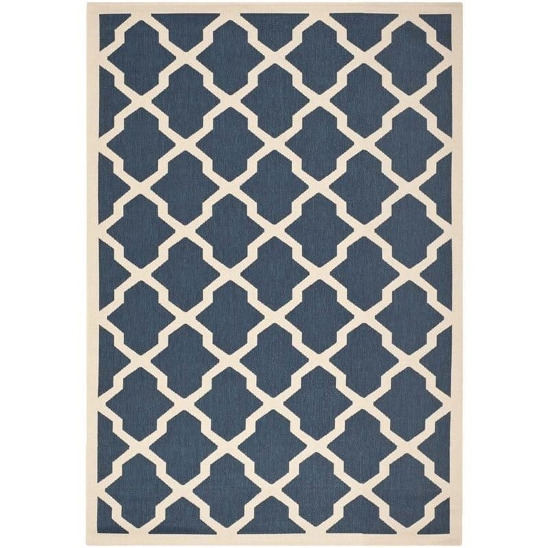 Pemberly Row Polypropylene Navy Indoor Outdoor Rug - 9' x 12'