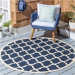 Pemberly Row Polypropylene Navy Indoor Outdoor Rug - Round 4'