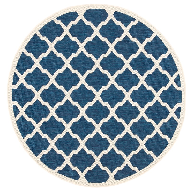 Pemberly Row Polypropylene Navy Indoor Outdoor Rug - Round 5'3