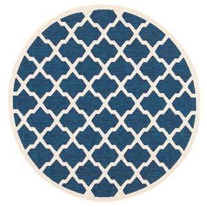 Pemberly Row Polypropylene Navy Indoor Outdoor Rug - Round 5'3&quot