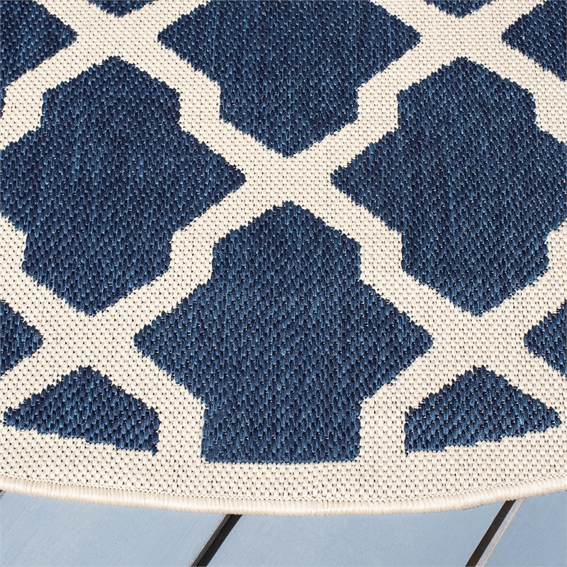 Pemberly Row Polypropylene Navy Indoor Outdoor Rug - Round 5'3