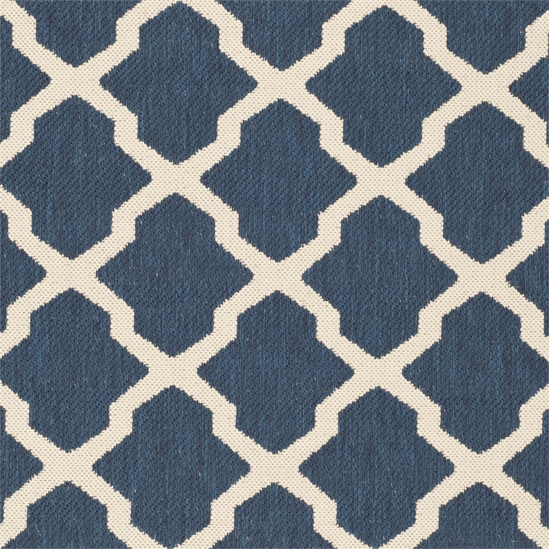 Pemberly Row Polypropylene Navy Indoor Outdoor Rug - Round 6'7
