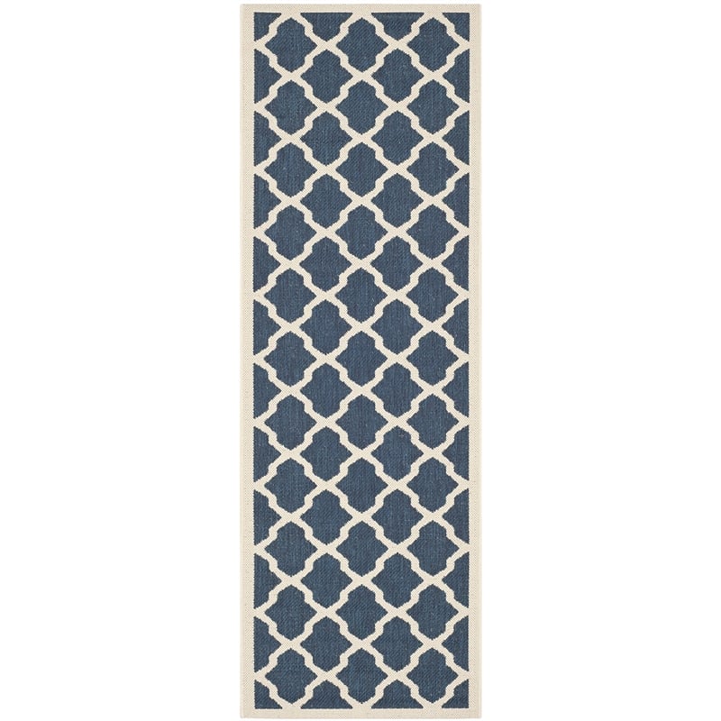 Pemberly Row Polypropylene Navy Indoor Outdoor Rug - Runner 2'3