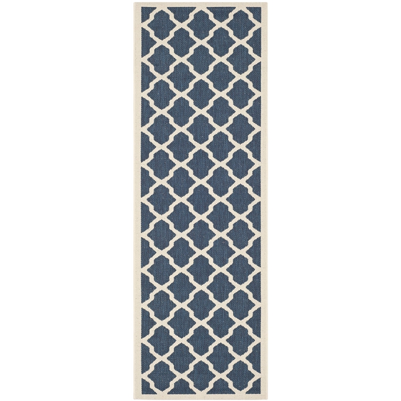 Pemberly Row Polypropylene Navy Indoor Outdoor Rug - Runner 2'3