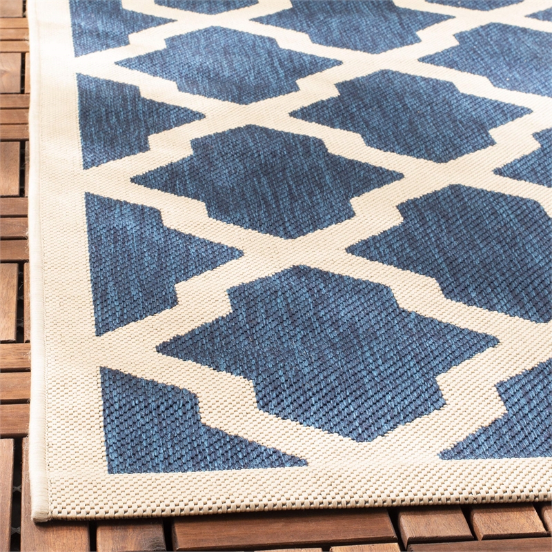 Pemberly Row Polypropylene Navy Indoor Outdoor Rug - Runner 2'3