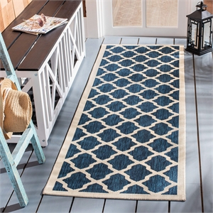 Pemberly Row Polypropylene Navy Indoor Outdoor Rug - Runner 2'3&quot x 14'
