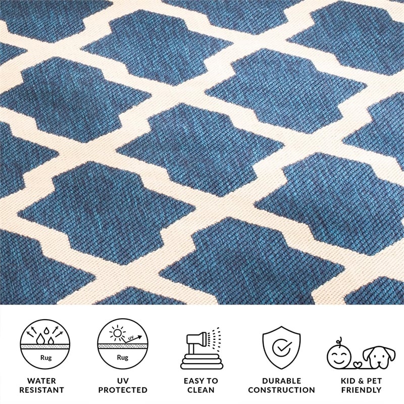Pemberly Row Polypropylene Navy Indoor Outdoor Rug - Runner 2'3