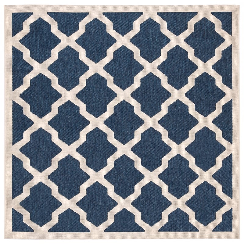 Pemberly Row Polypropylene Navy Indoor Outdoor Rug - Square 4'