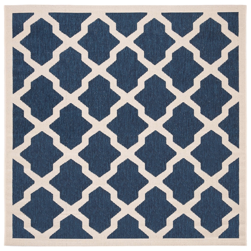 Pemberly Row Polypropylene Navy Indoor Outdoor Rug - Square 5'3
