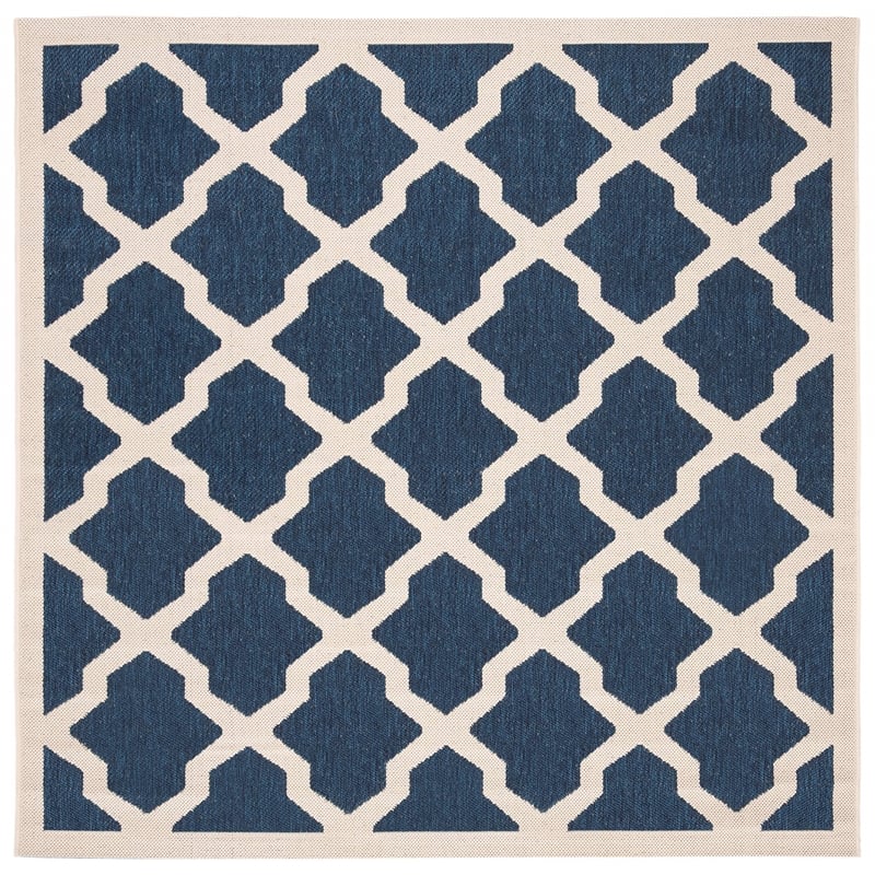 Pemberly Row Polypropylene Navy Indoor Outdoor Rug - Square 6'7