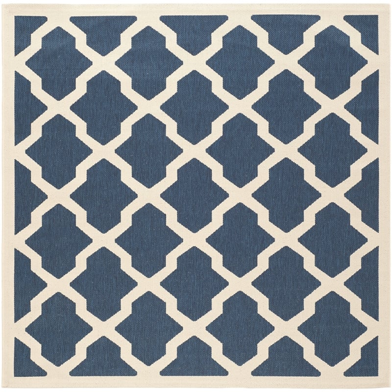 Pemberly Row Polypropylene Navy Indoor Outdoor Rug - Square 7'10