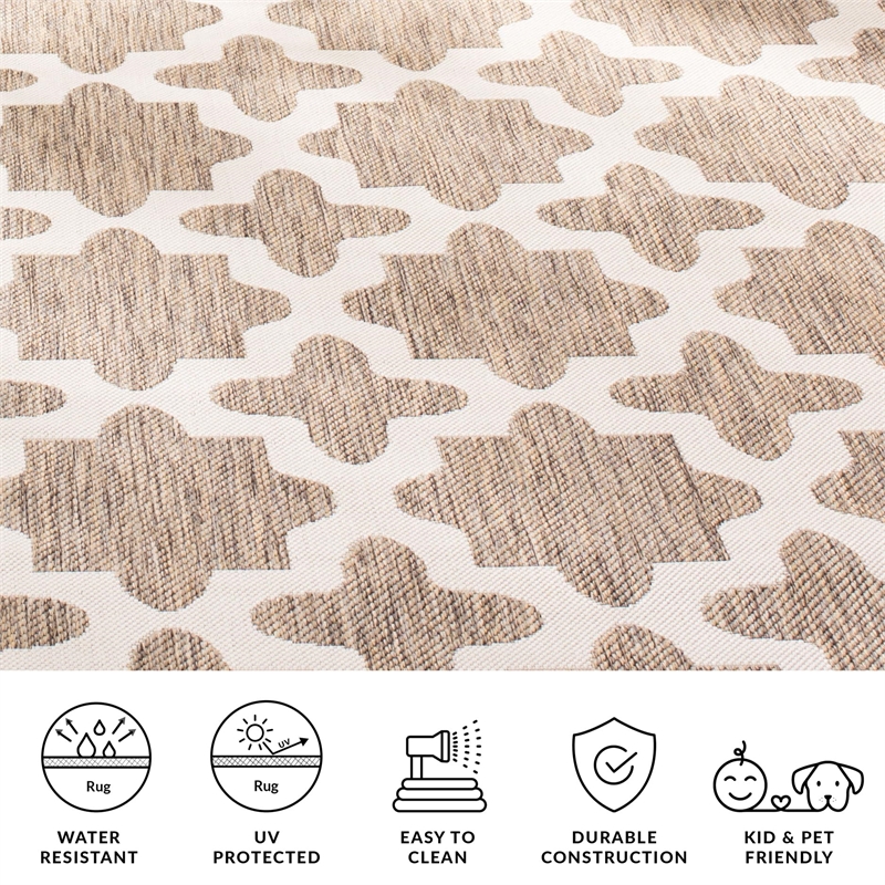 Pemberly Row Polypropylene Brown Indoor Outdoor Rug - 9' x 12'