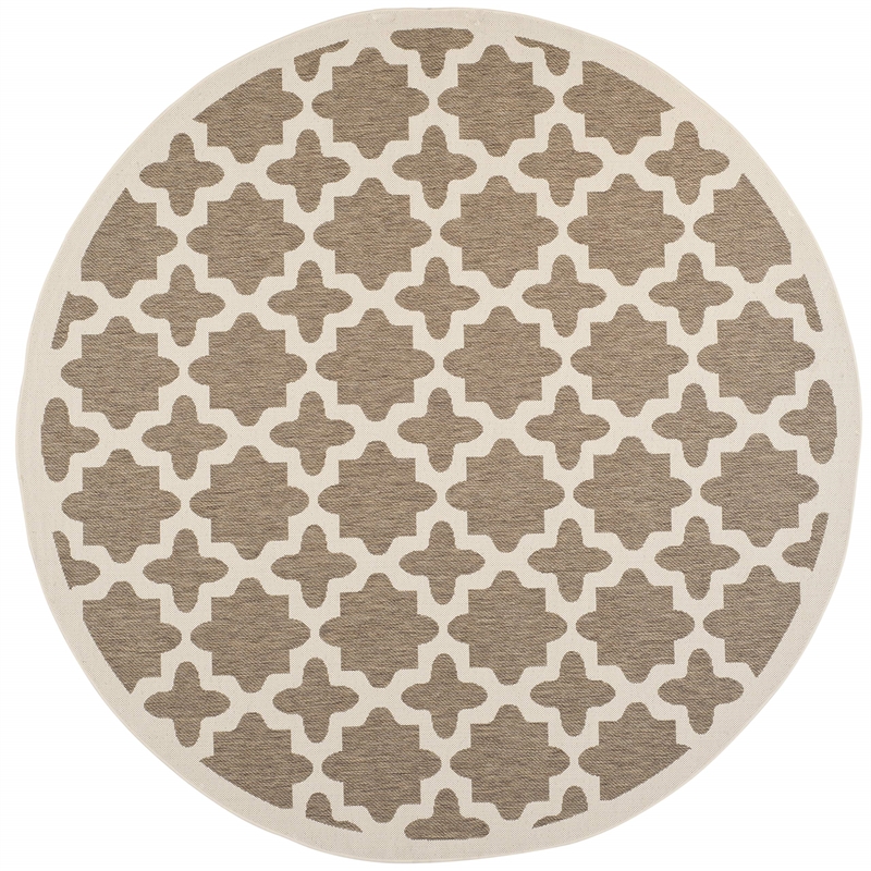 Pemberly Row Polypropylene Brown Indoor Outdoor Rug - Round 7'10