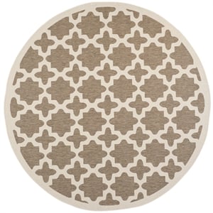 Pemberly Row Polypropylene Brown Indoor Outdoor Rug - Round 7'10&quot